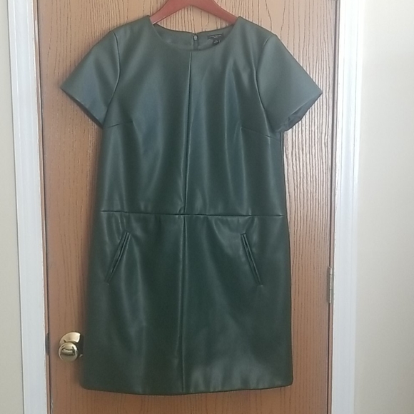 Nwt Ann Taylor Green Faux Leather Dress 